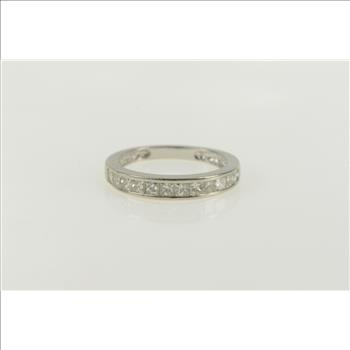 14K 0.75 Ct Princess Cut Diamond Wedding Band White Gold Ring, Size 4