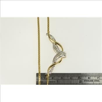 14K 0.75 Ctw Diamond Chevron Loop Chain Yellow Gold Necklace 16.75