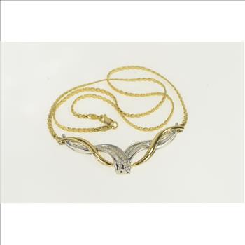 14K 0.75 Ctw Diamond Chevron Loop Chain Yellow Gold Necklace 16.75