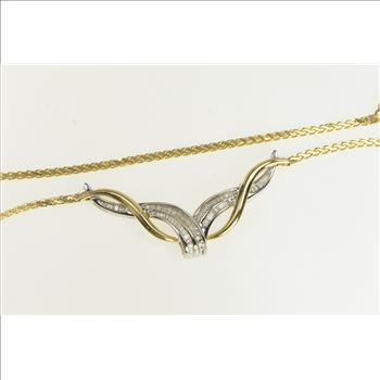 14K 0.75 Ctw Diamond Chevron Loop Chain Yellow Gold Necklace 16.75
