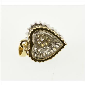 14K 0.75 Ctw Diamond Encrusted Wavy Heart Cluster Yellow Gold Pendant