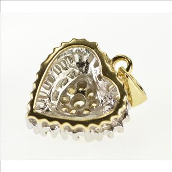 14K 0.75 Ctw Diamond Encrusted Wavy Heart Cluster Yellow Gold Pendant