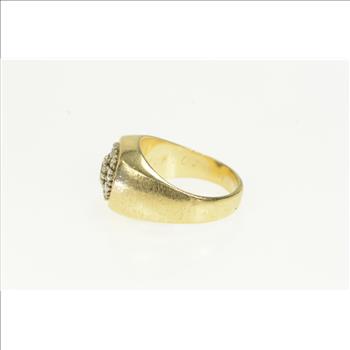 14K 0.75 Ctw Diamond Men's Retro Statement Yellow Gold Ring, Size 10