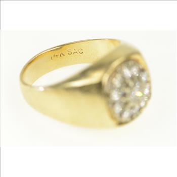 14K 0.75 Ctw Diamond Men's Retro Statement Yellow Gold Ring, Size 10