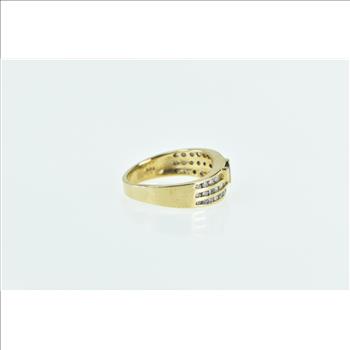 14K 0.75 Ctw Emerald Diamond Vintage Bypass Yellow Gold Ring, Size 6