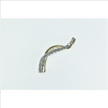 14K 0.75 Ctw Graduated Wavy Vintage Statement Yellow Gold Pendant