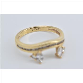 14K 0.75 Ctw Marquise Diamond Wrap Wedding Band Yellow Gold Ring, Size 7.25