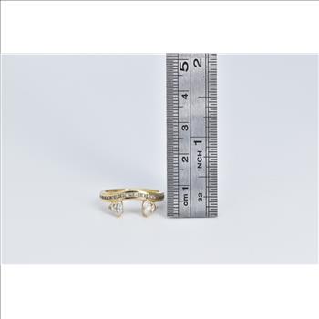 14K 0.75 Ctw Marquise Diamond Wrap Wedding Band Yellow Gold Ring, Size 7.25