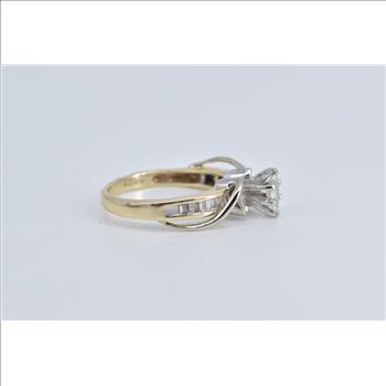 14K 0.75 Ctw Marquise Natural Diamond Engagement Yellow Gold Ring, Size 5.5