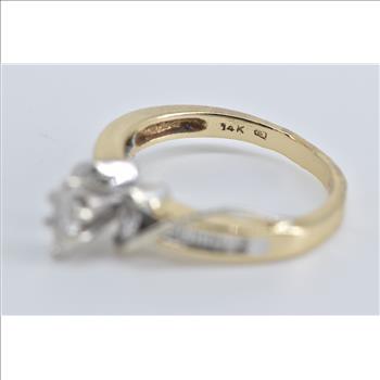 14K 0.75 Ctw Marquise Natural Diamond Engagement Yellow Gold Ring, Size 5.5