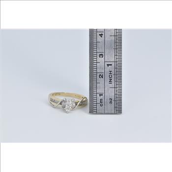 14K 0.75 Ctw Marquise Natural Diamond Engagement Yellow Gold Ring, Size 5.5