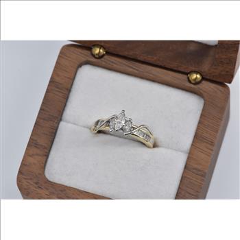 14K 0.75 Ctw Marquise Natural Diamond Engagement Yellow Gold Ring, Size 5.5