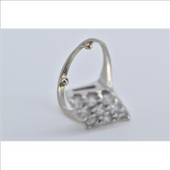 14K 0.75 Ctw Natural Diamond Squared Cluster White Gold Ring, Size 3