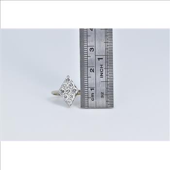 14K 0.75 Ctw Natural Diamond Squared Cluster White Gold Ring, Size 3