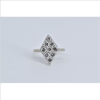 14K 0.75 Ctw Natural Diamond Squared Cluster White Gold Ring, Size 3