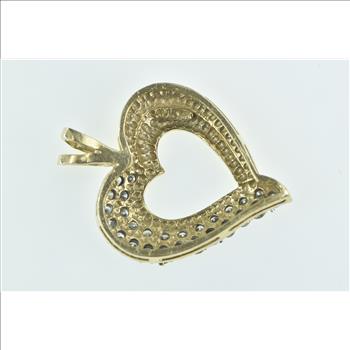 14K 0.75 Ctw Pave Diamond Encrusted Heart Yellow Gold Pendant