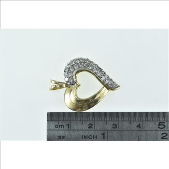 14K 0.75 Ctw Pave Diamond Encrusted Heart Yellow Gold Pendant