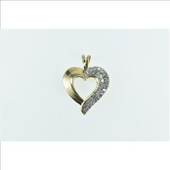 14K 0.75 Ctw Pave Diamond Encrusted Heart Yellow Gold Pendant