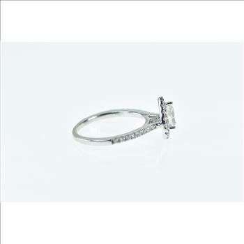 14K 0.75 Ctw Pear Diamond Halo Engagement White Gold Ring, Size 6.25