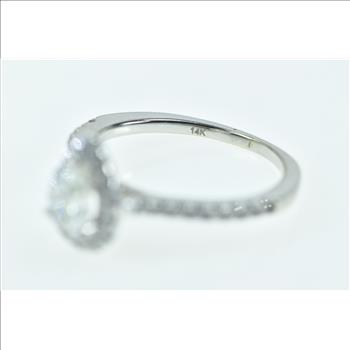 14K 0.75 Ctw Pear Diamond Halo Engagement White Gold Ring, Size 6.25