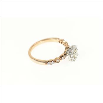 14K 0.75 Ctw Round Diamond Halo Engagement Rose Gold Ring, Size 7.25