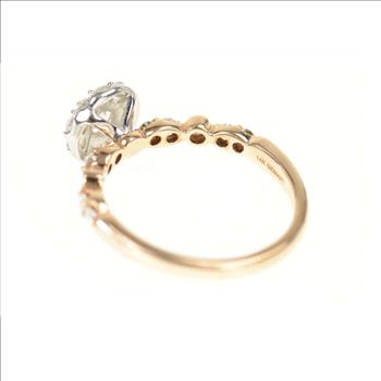 14K 0.75 Ctw Round Diamond Halo Engagement Rose Gold Ring, Size 7.25