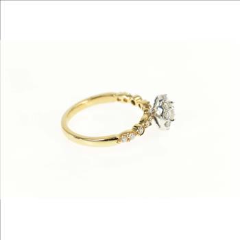 14K 0.75 Ctw Round Diamond Halo Engagement Yellow Gold Ring, Size 7