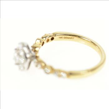 14K 0.75 Ctw Round Diamond Halo Engagement Yellow Gold Ring, Size 7