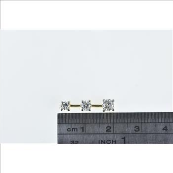 14K 0.75 Ctw Tiered Diamond Vintage Bar Yellow Gold Pendant