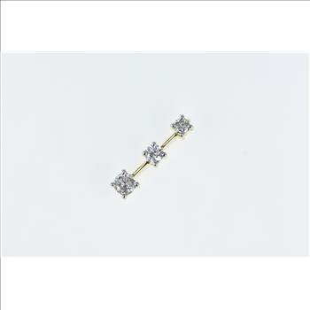 14K 0.75 Ctw Tiered Diamond Vintage Bar Yellow Gold Pendant