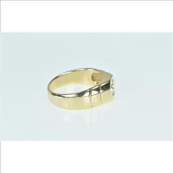 14K 0.76 Ct Diamond Solitaire Men's Squared Yellow Gold Ring, Size 9.5