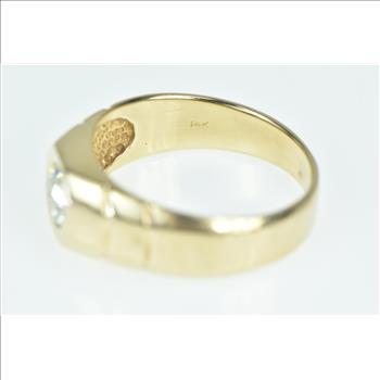 14K 0.76 Ct Diamond Solitaire Men's Squared Yellow Gold Ring, Size 9.5