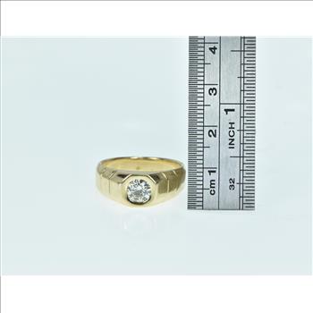 14K 0.76 Ct Diamond Solitaire Men's Squared Yellow Gold Ring, Size 9.5