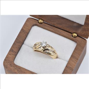 14K 0.77 Ctw Natural Diamond Engagement Yellow Gold Ring, Size 6.25