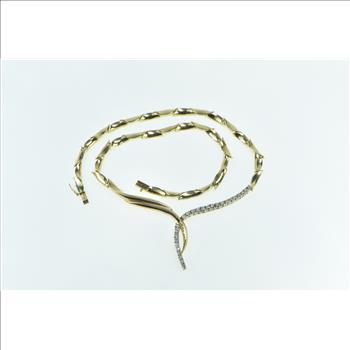 14K 0.78 Ctw Diamond Vintage Drop Curved Chain Rose Gold Necklace 16.75