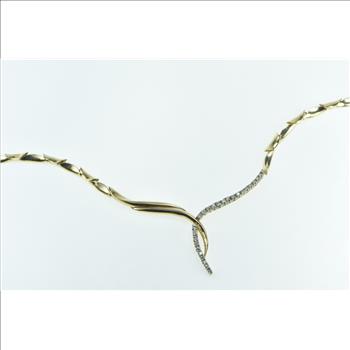 14K 0.78 Ctw Diamond Vintage Drop Curved Chain Rose Gold Necklace 16.75