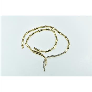 14K 0.78 Ctw Diamond Vintage Drop Curved Chain Yellow Gold Necklace 16.75