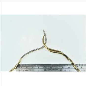 14K 0.78 Ctw Diamond Vintage Drop Curved Chain Yellow Gold Necklace 16.75