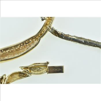 14K 0.78 Ctw Diamond Vintage Drop Curved Chain Yellow Gold Necklace 16.75