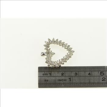 14K 0.78 Ctw Diamond Vintage Heart Love White Gold Pendant