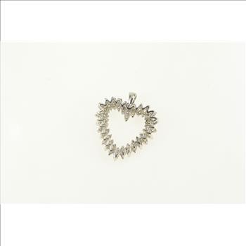 14K 0.78 Ctw Diamond Vintage Heart Love White Gold Pendant