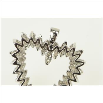14K 0.78 Ctw Diamond Vintage Heart Love White Gold Pendant