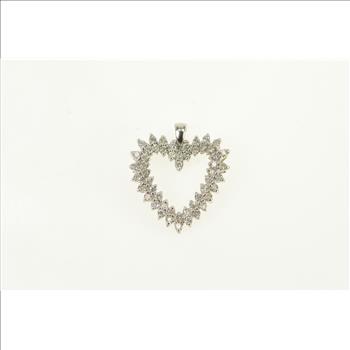 14K 0.78 Ctw Diamond Vintage Heart Love White Gold Pendant