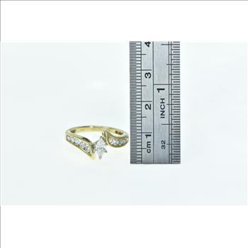 14K 0.78 Ctw Marquise Diamond Engagement Yellow Gold Ring, Size 7