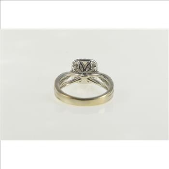 14K 0.79 Ctw Diamond Halo Cathedral Engagement White Gold Ring, Size 4.25