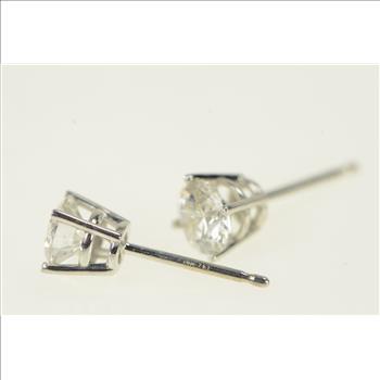14K 0.79 Ctw Diamond Solitaire Stud Vintage Yellow Gold Earrings
