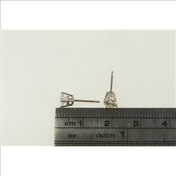 14K 0.79 Ctw Diamond Solitaire Stud Vintage Yellow Gold Earrings