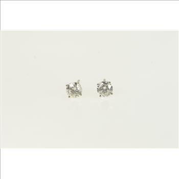 14K 0.79 Ctw Diamond Solitaire Stud Vintage Yellow Gold Earrings