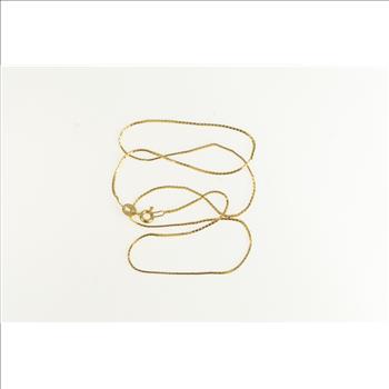 14K 0.7mm Flat Serpentine Link Chain Yellow Gold Necklace 16.25