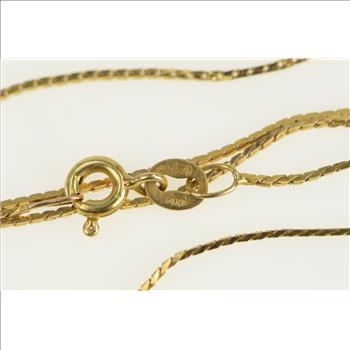 14K 0.7mm Flat Serpentine Link Chain Yellow Gold Necklace 16.25